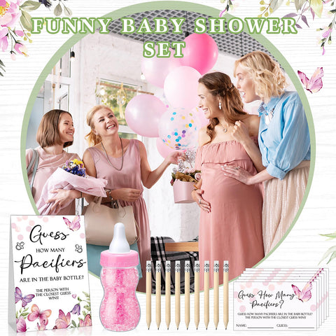 Roowest pink butterfly theme decor for a cohesive baby shower setting