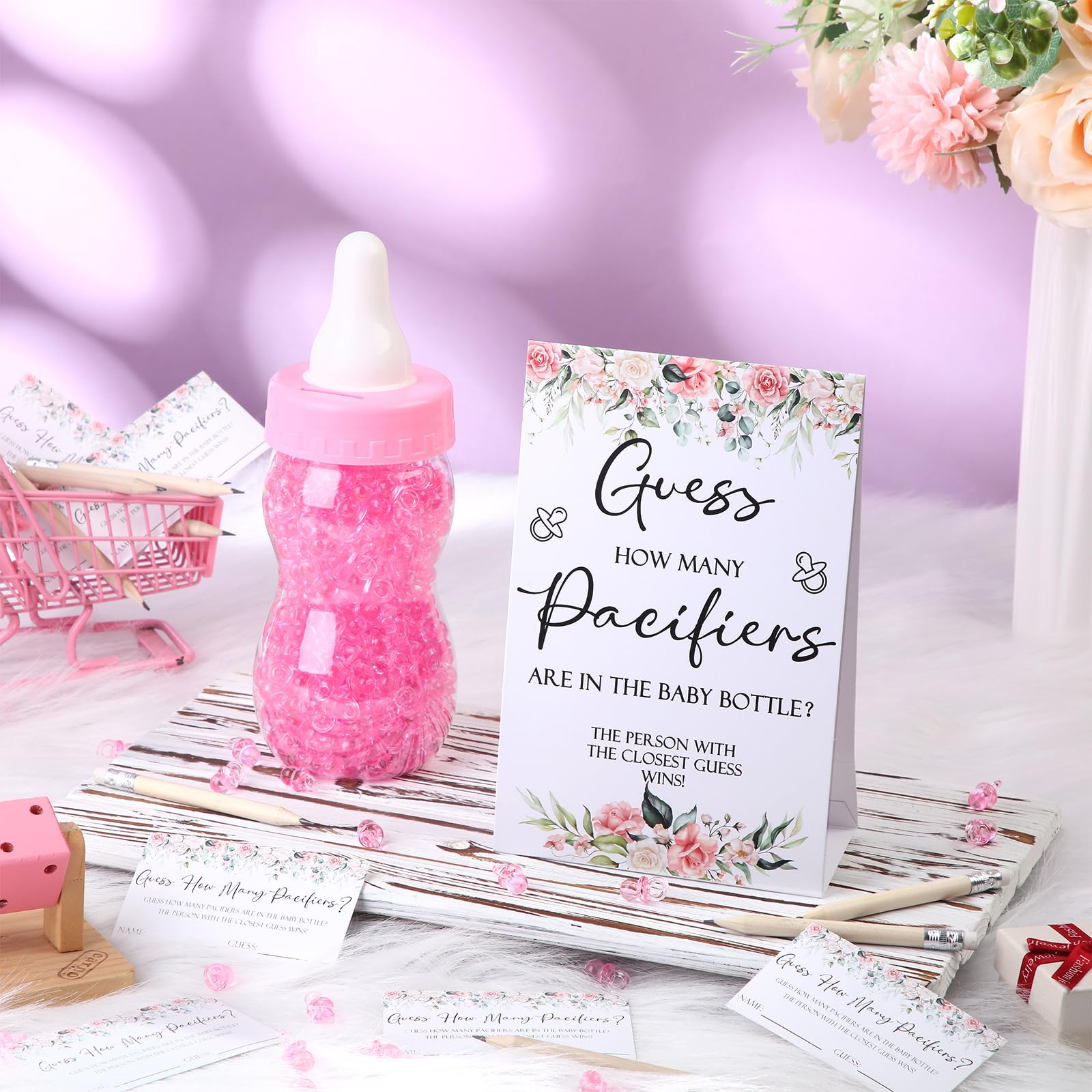 Roowest pink milk bottle 750 ml centerpiece for table decor.