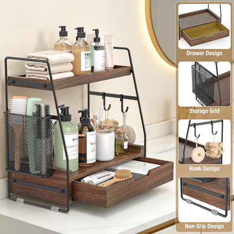 ROPALINS space-saving vanity organizer fits limited countertops while keeping essentials within reach.