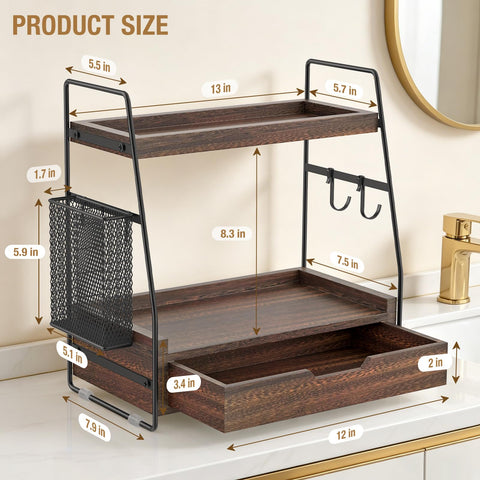 ROPALINS wood and metal construction adds durable style to any countertop organization.