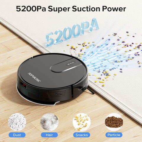 ROPVACNIC robot vacuum docking station enables automatic self-charging.