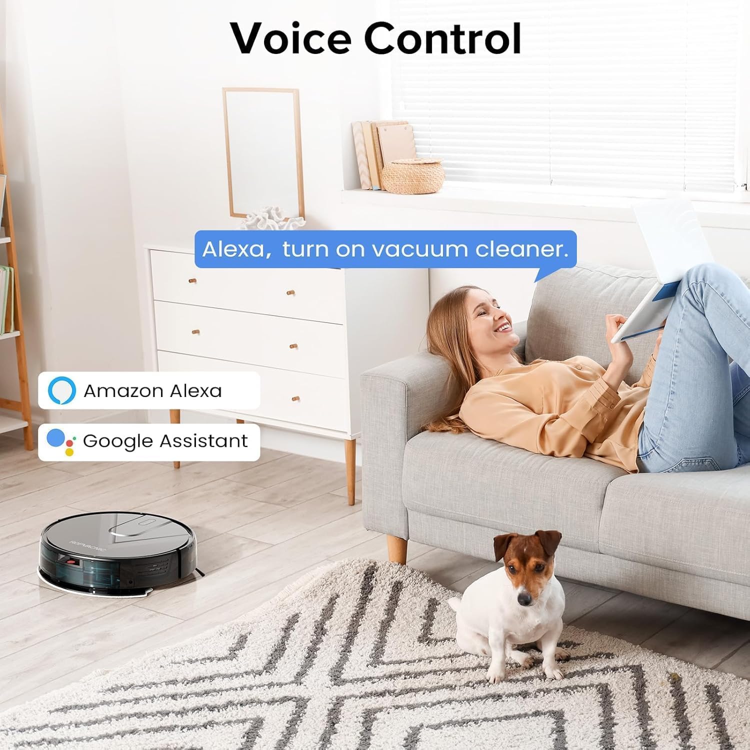 ROPVACNIC robot vacuum smart control supports app and voice commands.