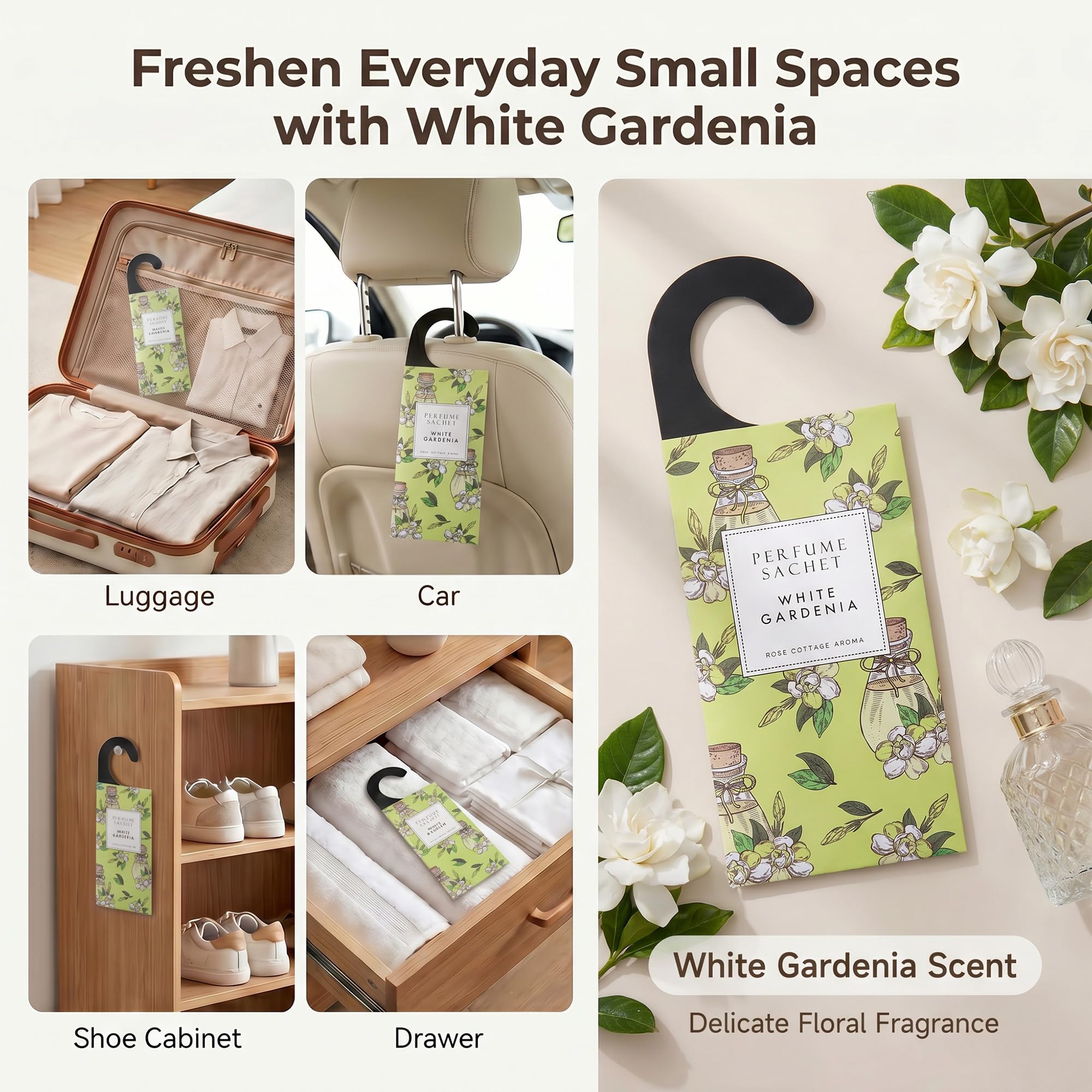 ROSE COTTAGE essential-oil infused sachet with steady scent diffusion