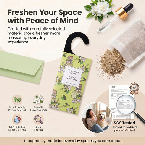 ROSE COTTAGE trash can deodorizer sachet adds subtle freshness