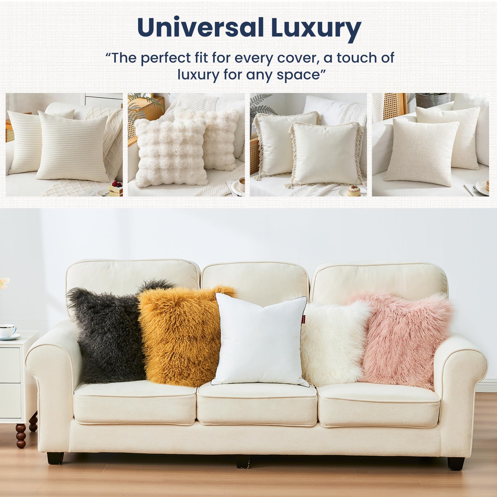 ROSE FEATHER down pillow insert collection displaying versatile use