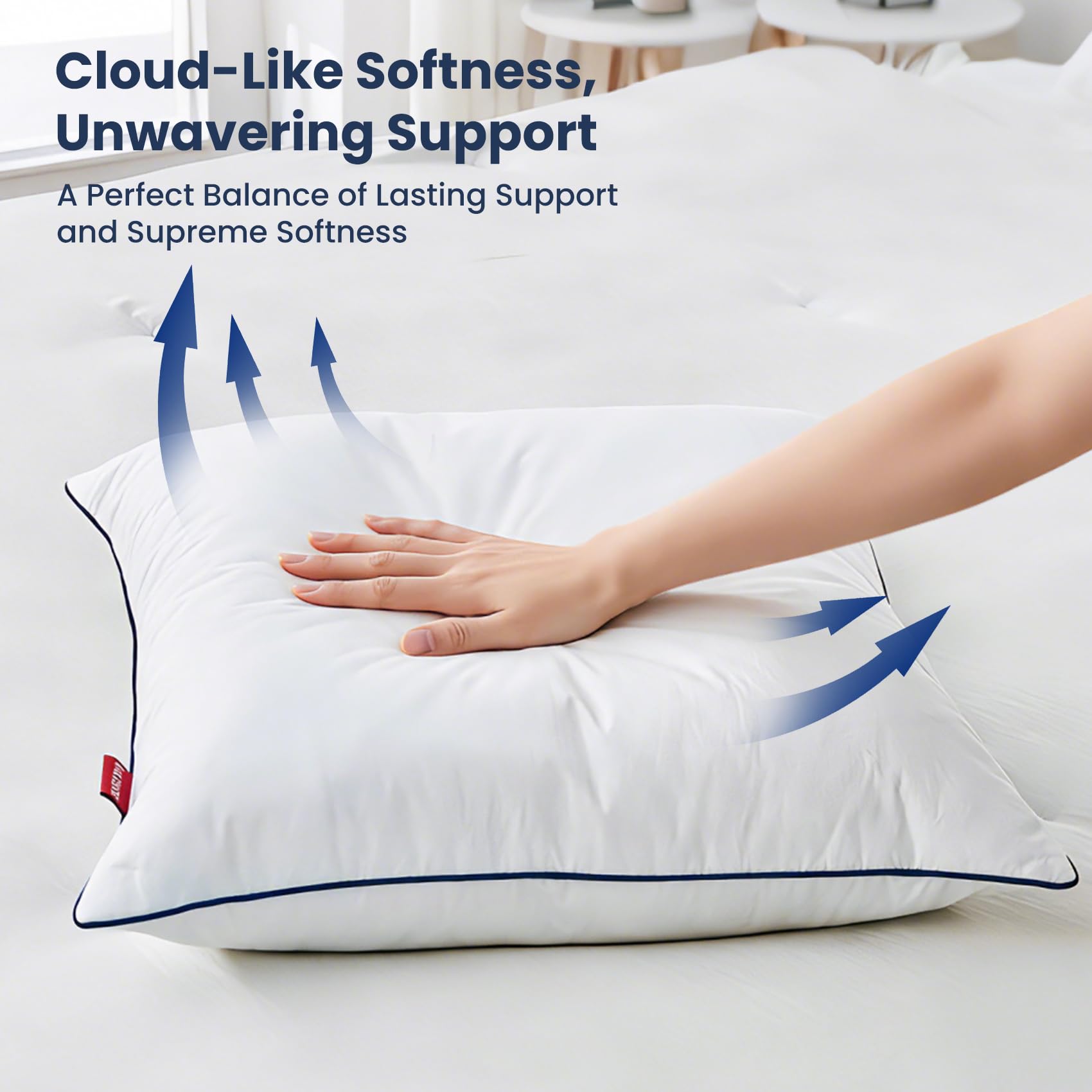 ROSE FEATHER down pillow insert with organic cotton cover detail