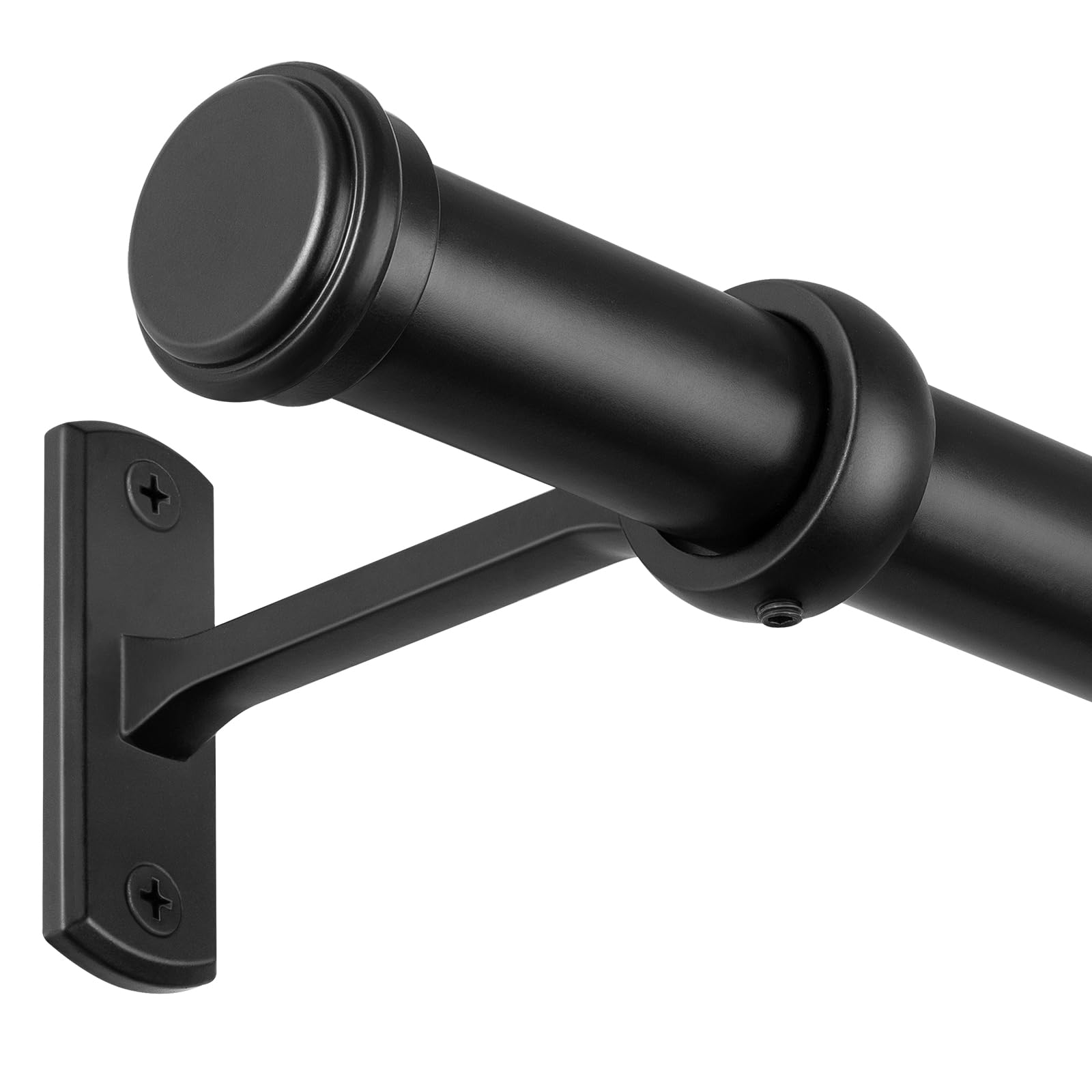 Rose Home Fashion 1-inch black curtain rod for durable window treatment.