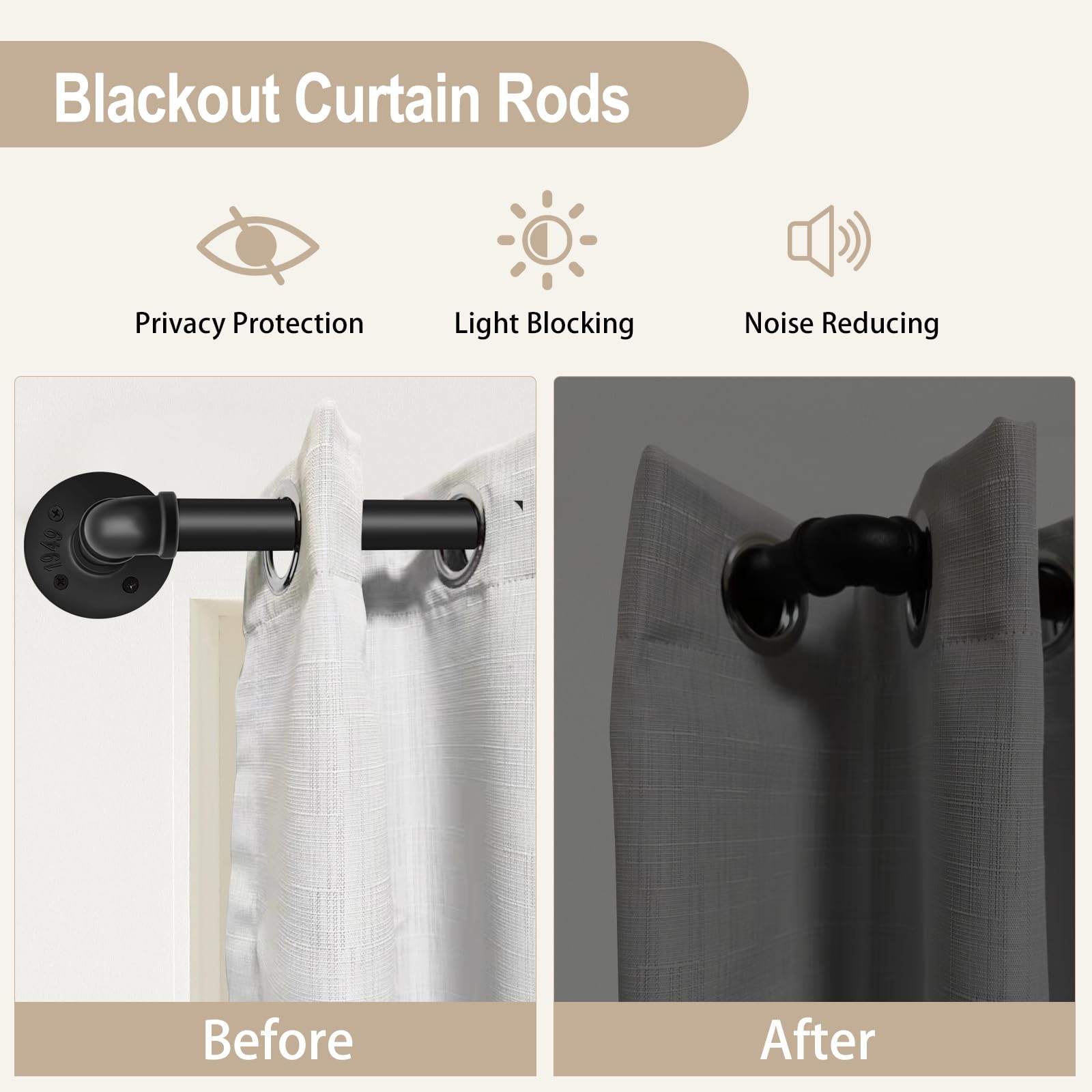 Rose Home Fashion adjustable telescoping rod easy length extension