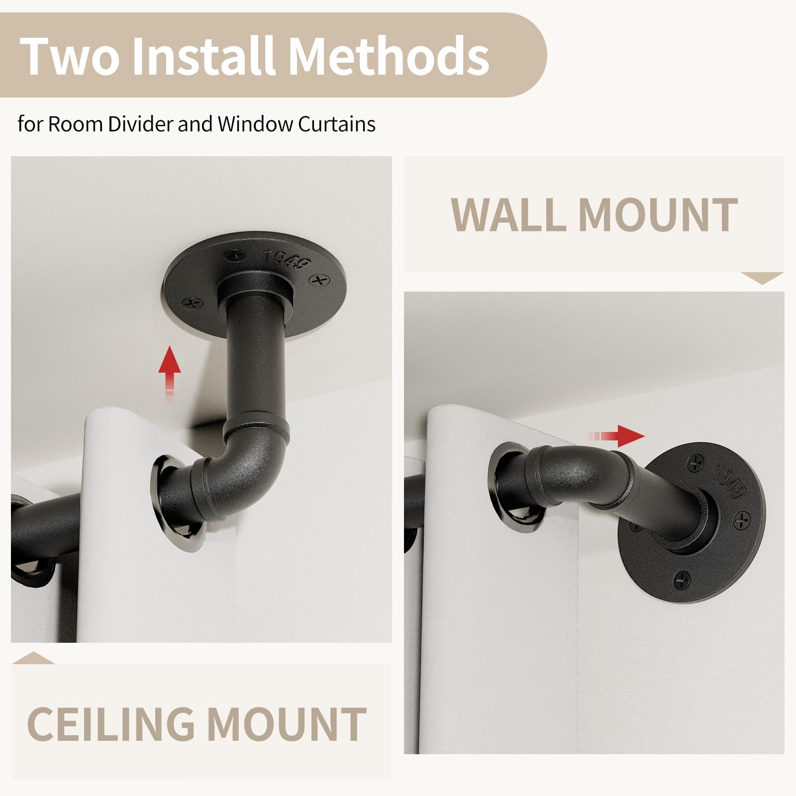 Rose Home Fashion wall mount rod versatile mounting for windows