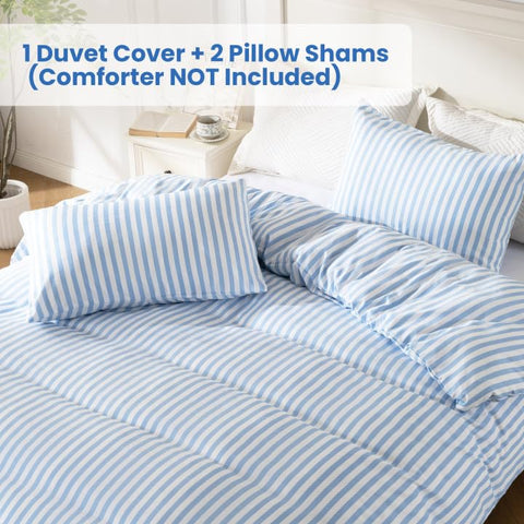 ROSE&RISY blue stripe pillowcases paired with the duvet cover for cohesion