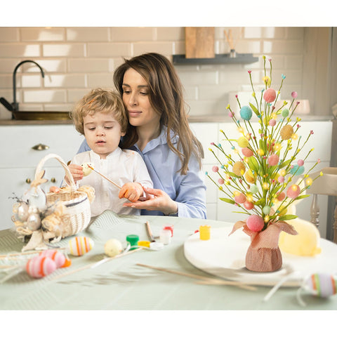 RoseCraft pre-lit Easter tree illuminates decor without cords.