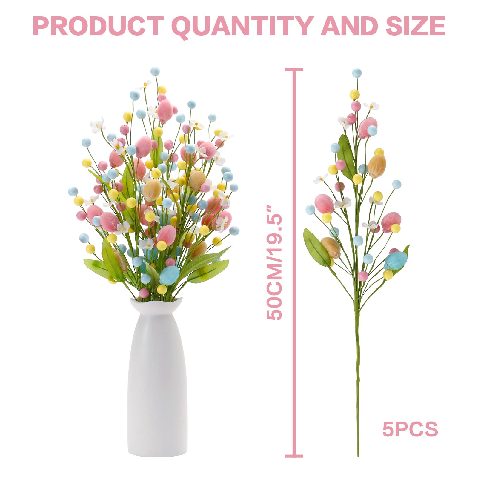 RoseCraft Easter stem showing 50 cm height for tall centerpieces.