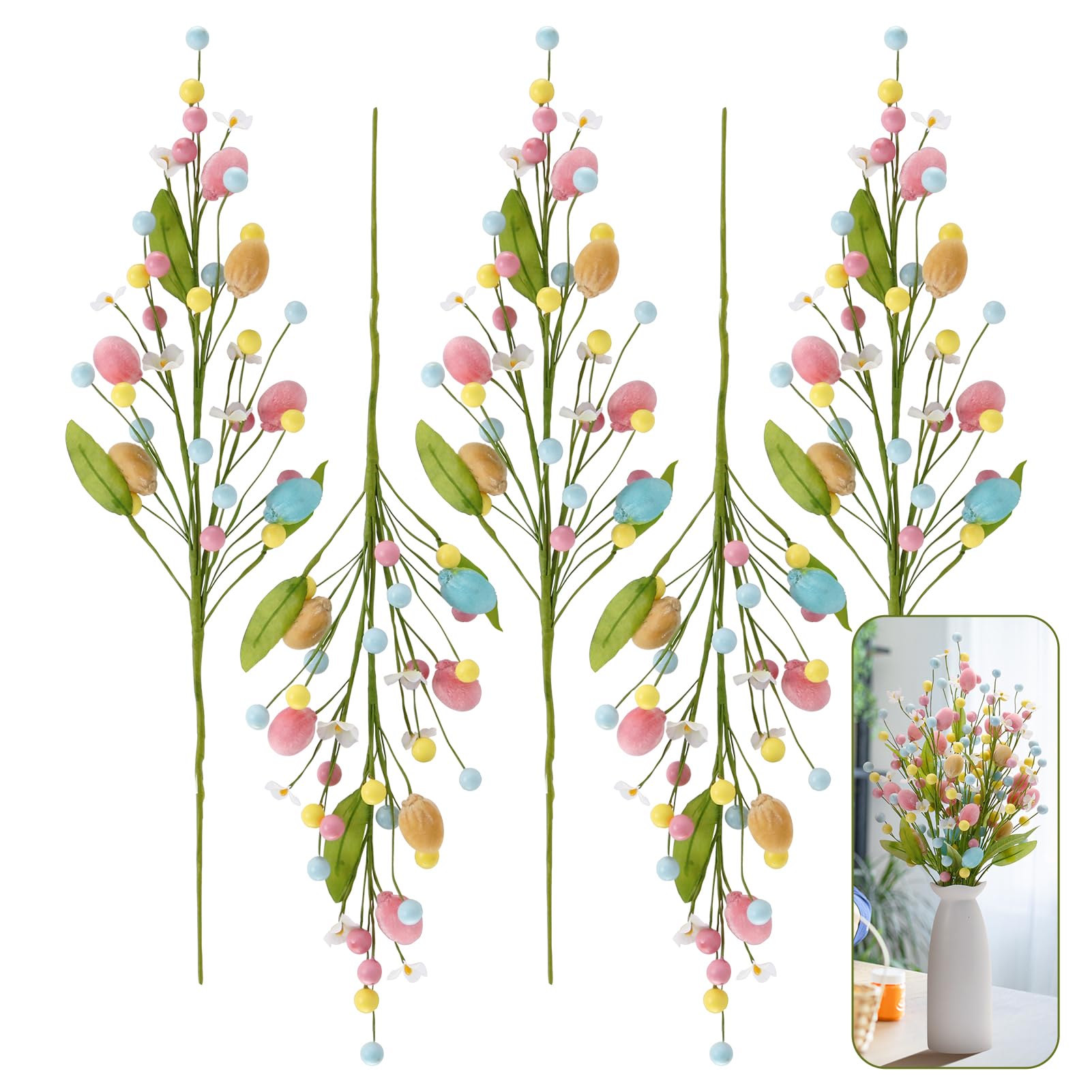 RoseCraft Easter stem leaves and berries add lush realism.