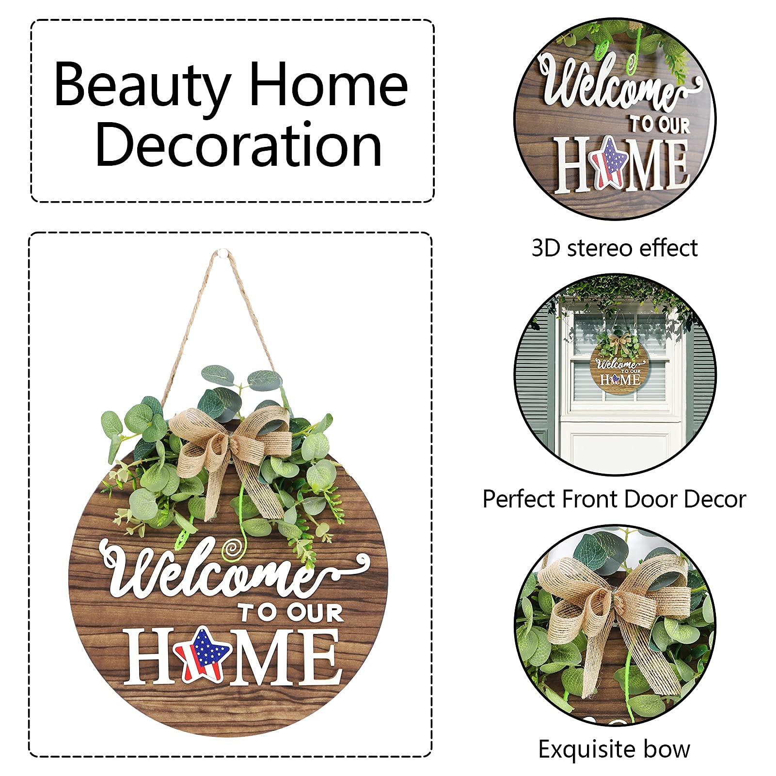 RoseCraft rustic round wreath wall hanging adds farmhouse charm