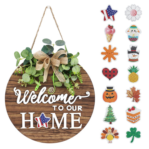RoseCraft welcome sign front door decor for year round curb appeal