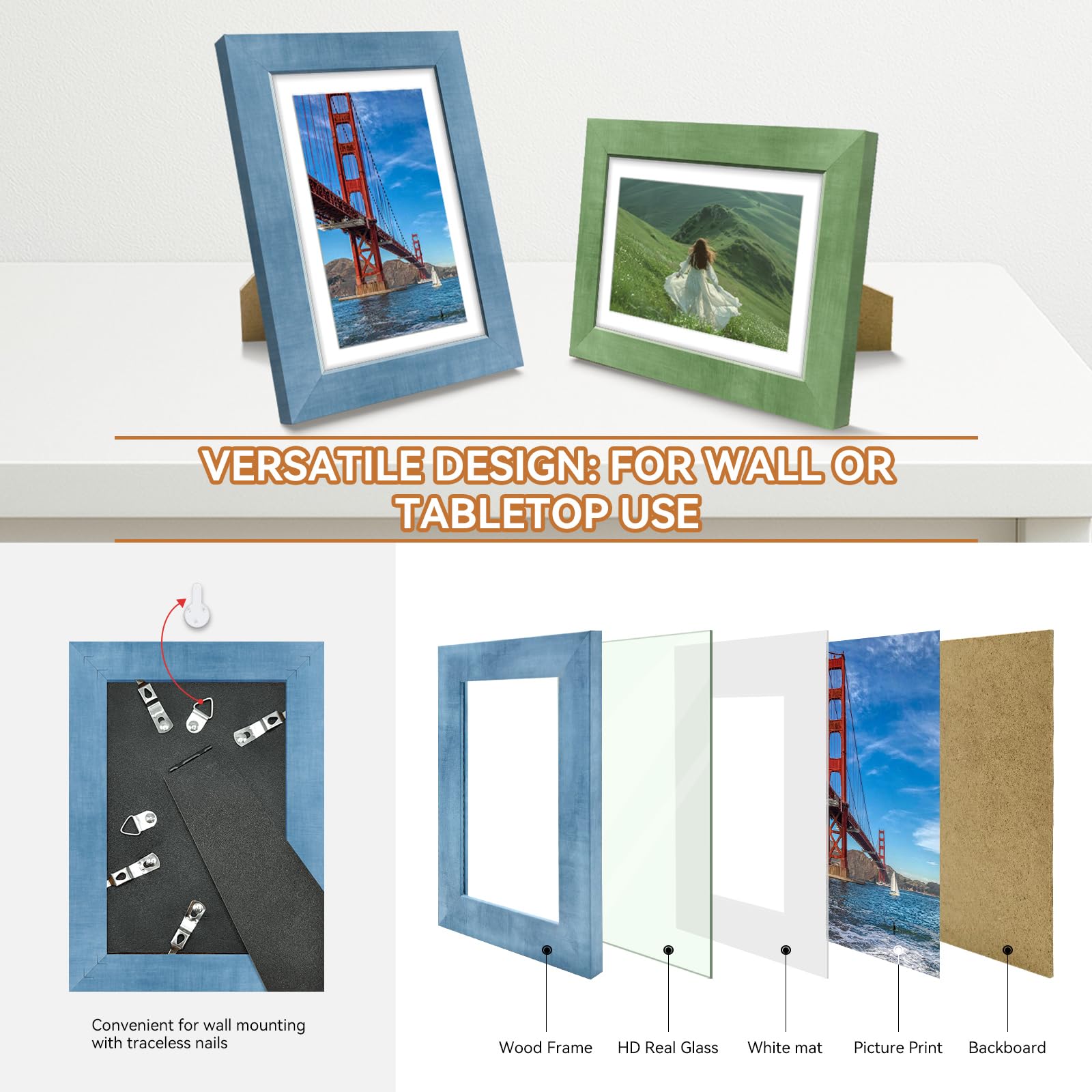 RoseEmber frames suitable for wall hanging or tabletop display options.