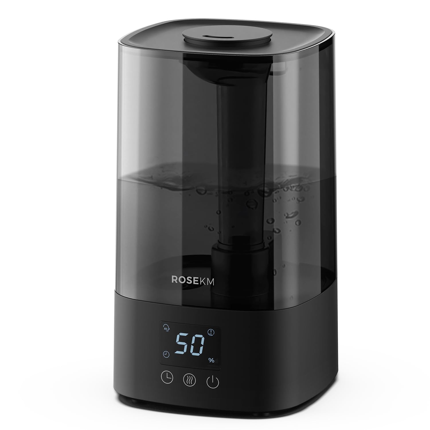 Rosekm automatic humidifier front view with even mist distribution.