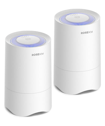 Rosekm small air purifier on a desk for clean air while working