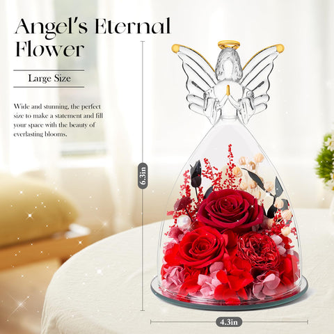 RoseValley glass angel figurine with preserved rose serves as a heartfelt keepsake