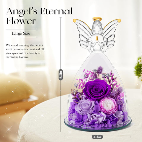 Elegant RoseValley preserved roses in a glass display for decor and keepsake.