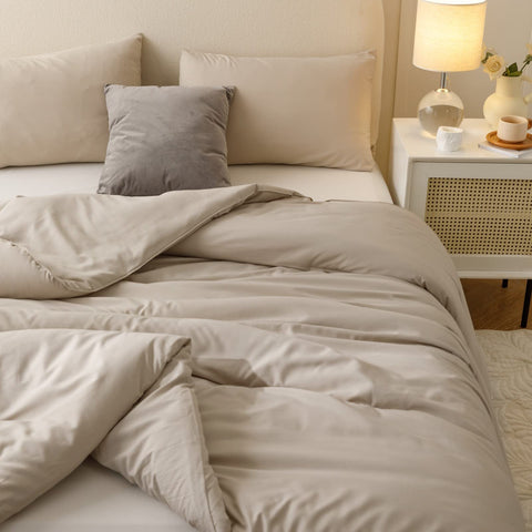 ROSGONIA boho bedroom with oatmeal tone complements modern decor.