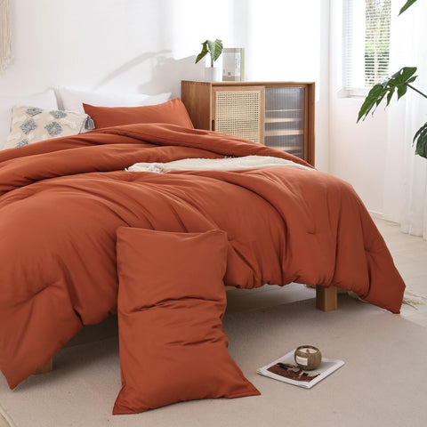 ROSGONIA boho bedroom scene demonstrates versatile styling in rust tones.