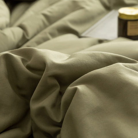 ROSGONIA olive green comforter set complements Boho-inspired decor