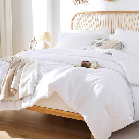 ROSGONIA boho white bedding detail adds subtle texture to your room.