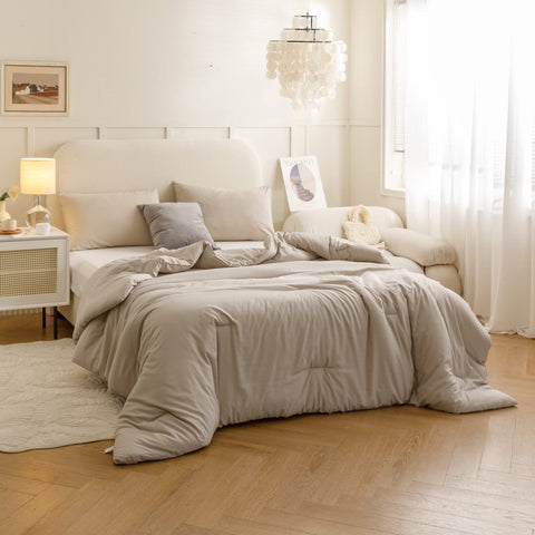 ROSGONIA California King Comforter Oatmeal complete bedding ensemble