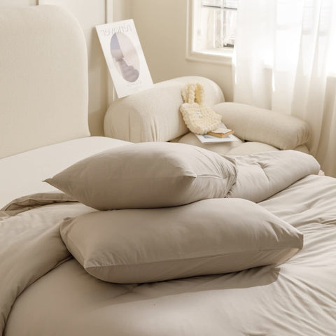 ROSGONIA California King Comforter Oatmeal care instructions shown for washing
