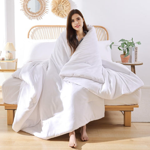 ROSGONIA white pillowcase pair complements the Cal King bed for daily comfort.