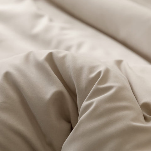 ROSGONIA California King Pillowcases Oatmeal closeup focuses on fabric feel