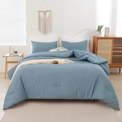 ROSGONIA dusty blue comforter queen boho detail adds visual charm