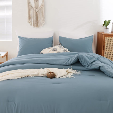 ROSGONIA dusty blue comforter queen packaged for gifting