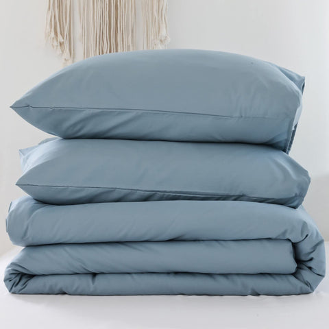 ROSGONIA dusty blue comforter queen styled bed look