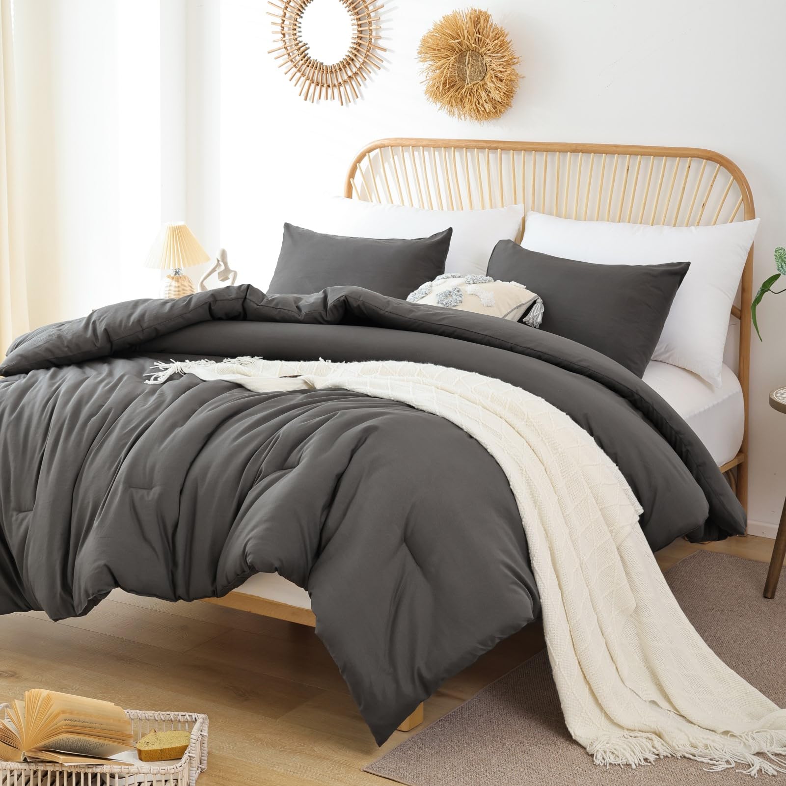 ROSGONIA comforter laid on a bed with modern decor