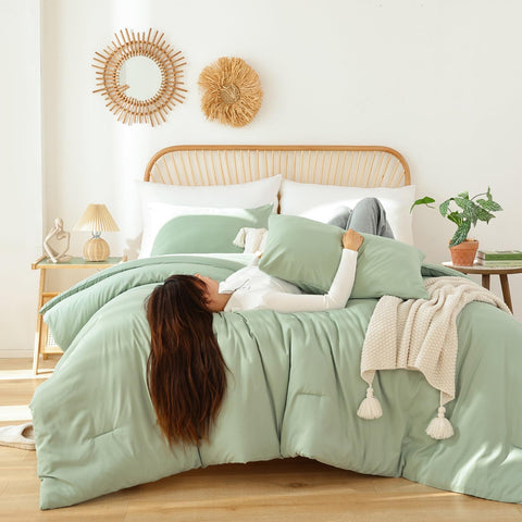ROSGONIA Sage green pillowcase set, easy-care fabric for quick refresh