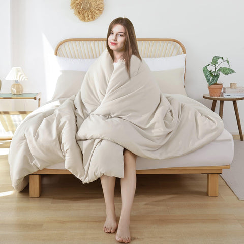 ROSGONIA beige pillowcases providing soft texture and simple care.