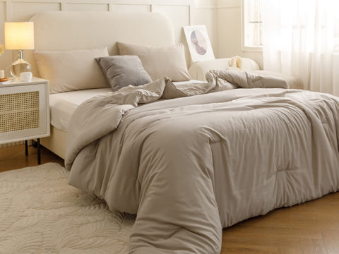 ROSGONIA boho style oatmeal bedding elevates bedroom aesthetics