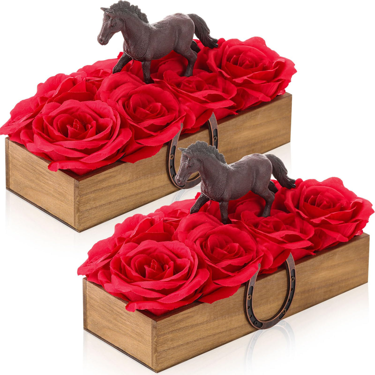 Roshtia derby table decor with wooden planter boxes for Derby Day centerpieces