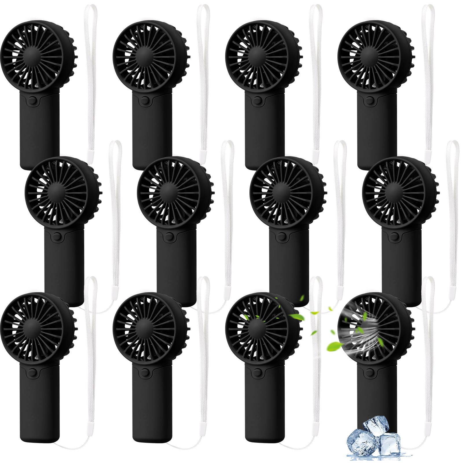 Rossesay 12-pack mini portable fans front view for on-the-go cooling.