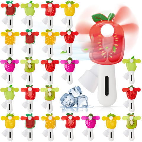 Rossesay fruit handheld fan with colorful designs for portable cooling on sunny beach days.