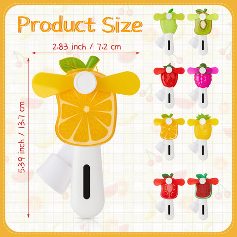 Rossesay fruit handheld fan variety design showing outdoor usage at events or picnics.