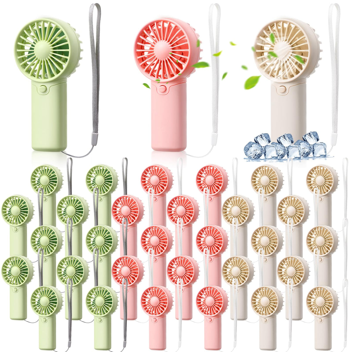 Rossesay green mini handheld fan for on-the-go cooling and travel