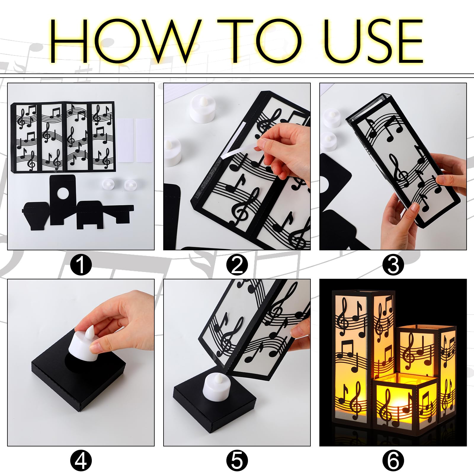 Rossesay music note design on lantern sides creates charm.