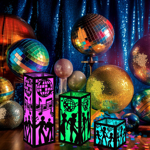 LED candles glow pink, blue, and green for mood lighting.