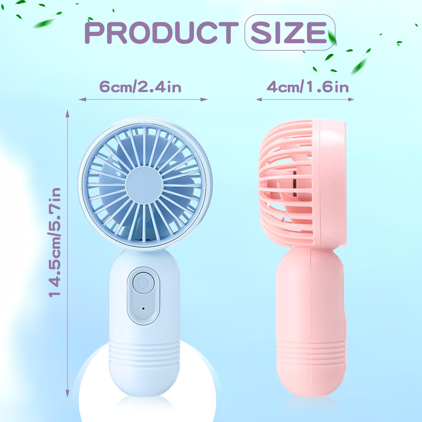 Rossesay mini fan blue front view compact handheld design