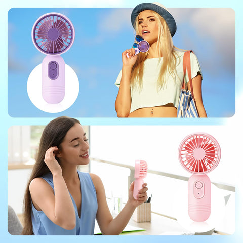 Rossesay mini fan purple front view compact travel companion