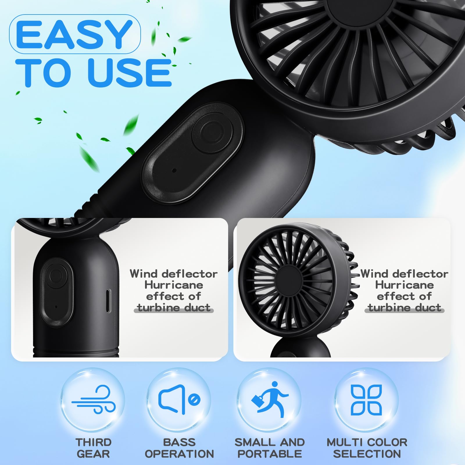 Rossesay mini fan USB charging port, convenient recharge on the go