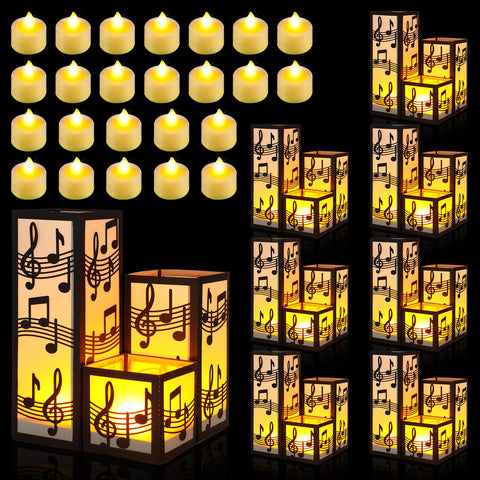 Rossesay music centerpiece lantern box in black with three sizes for versatile table decor.